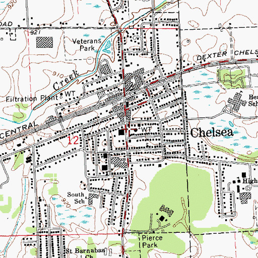 Topographic Map of Chelsea District Library, MI