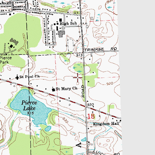 Topographic Map of Pierce Lake Elementary School, MI