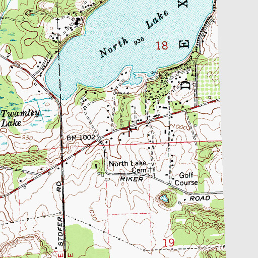 Topographic Map of North Lake United Methodist Church, MI