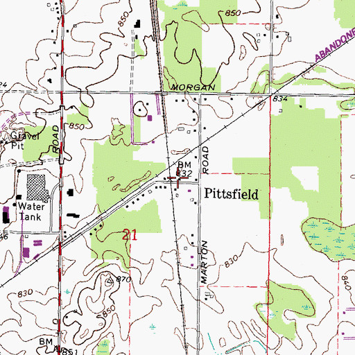 Topographic Map of Pittsfield Station (historical), MI