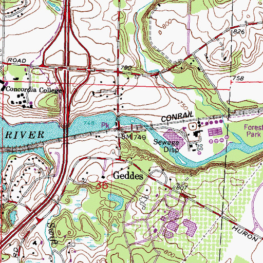 Topographic Map of Geddes Station (historical), MI