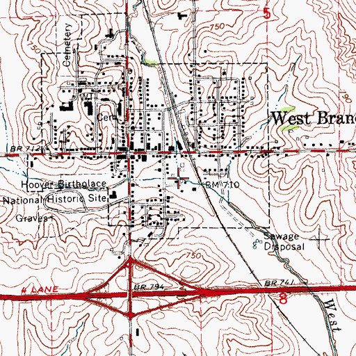 Topographic Map of Hoover Creek, IA