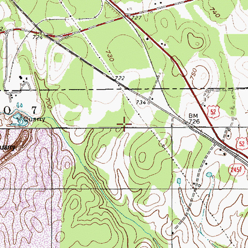 Topographic Map of Gold Hill Quarry, NC