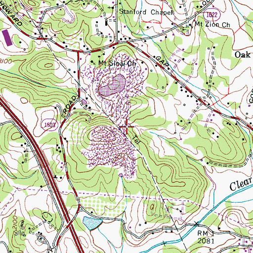 Topographic Map of Hendersonville Quarry, NC