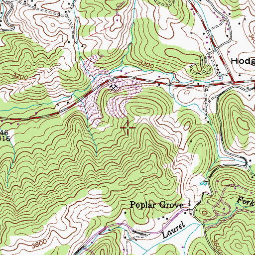 Topographic Map of Hodges Gap Quarry, NC