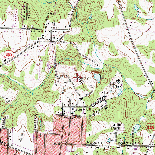 Topographic Map of Kannapolis Quarry, NC