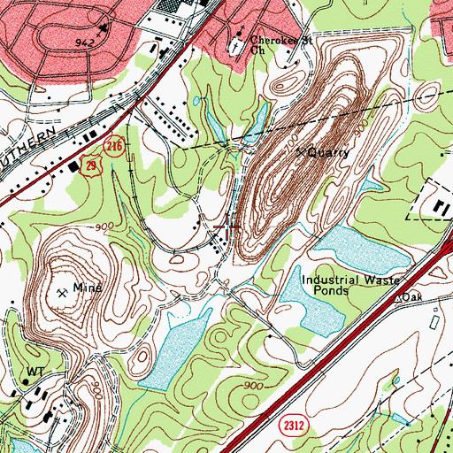 Topographic Map of Kings Mountain Crushed Rock Quarry, NC