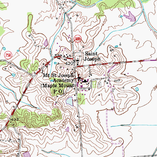 Topographic Map of Mount Saint Joseph Conference and Retreat Center, KY