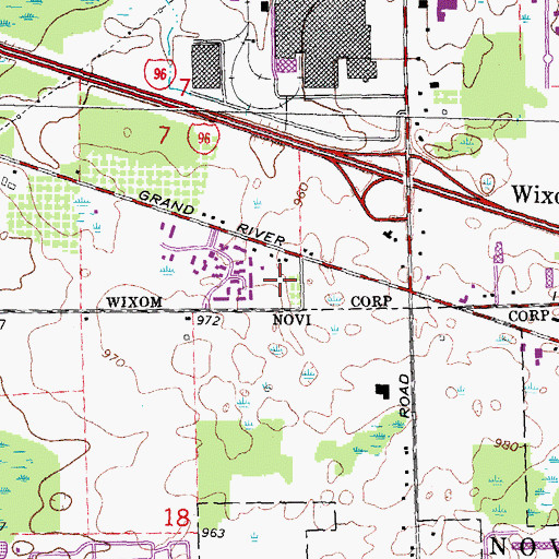 Topographic Map of West Novi Post Office (historical), MI