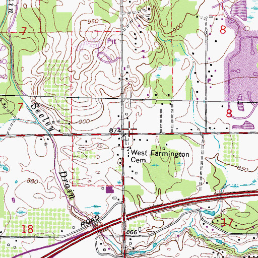 Topographic Map of West Farmington Post Office (historical), MI