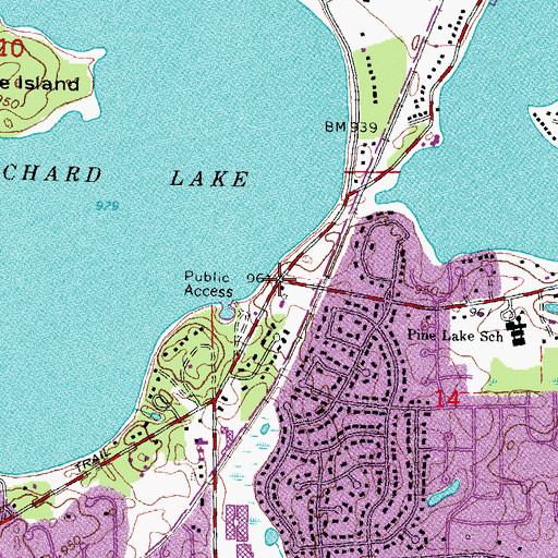 Topographic Map of Orchard Lake Post Office (historical), MI