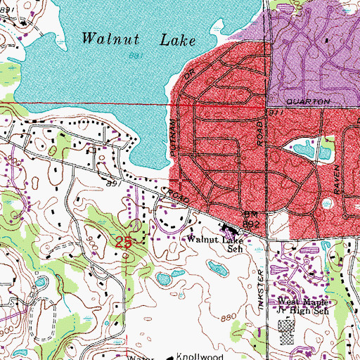 Topographic Map of Walnut Post Office (historical), MI