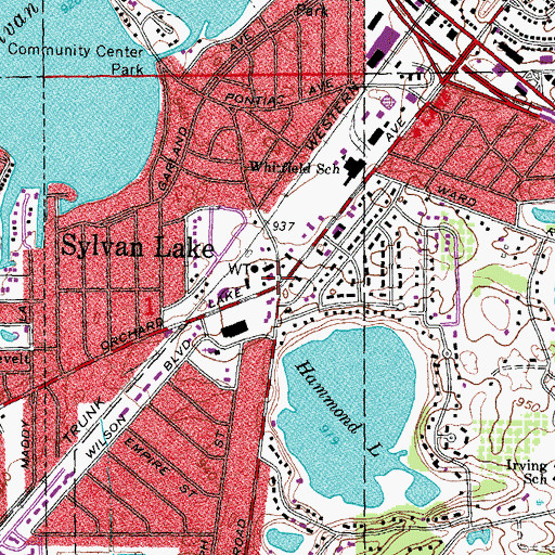 Topographic Map of Sylvan Lake Post Office (historical), MI