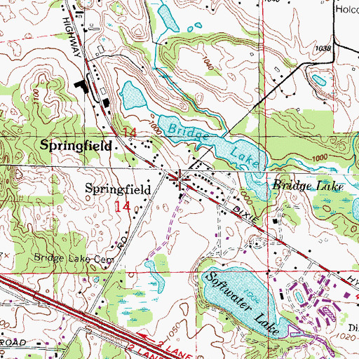 Topographic Map of Springfield Post Office (historical), MI