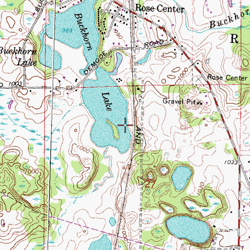 Topographic Map of Rose Center Post Office (historical), MI