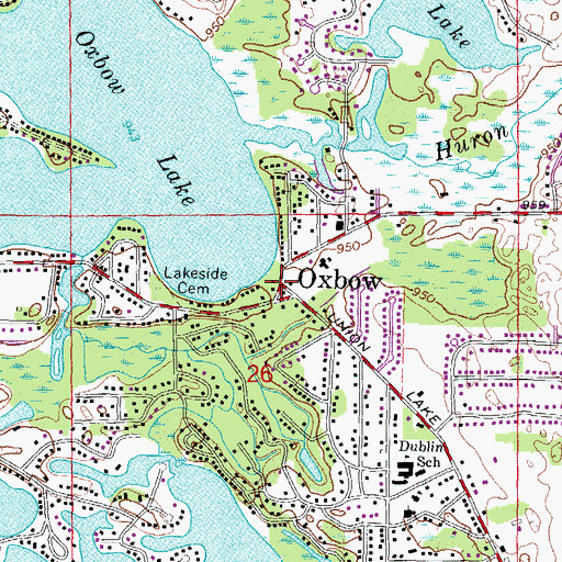 Topographic Map of Oxbow Post Office (historical), MI