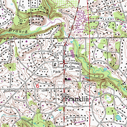Topographic Map of Franklin Post Office (historical), MI