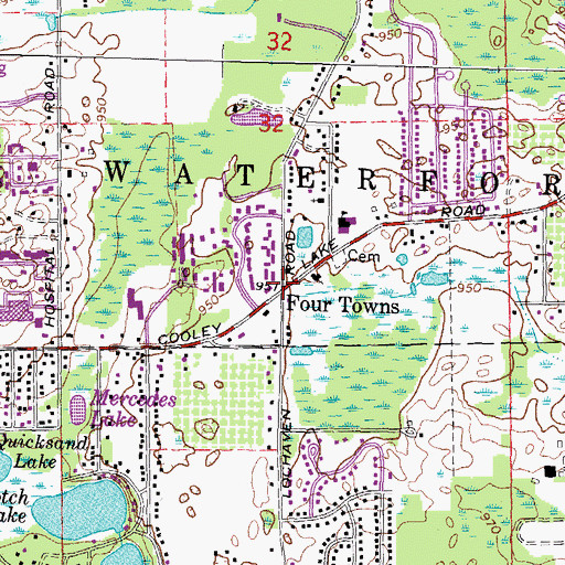 Topographic Map of Four Towns Post Office (historical), MI