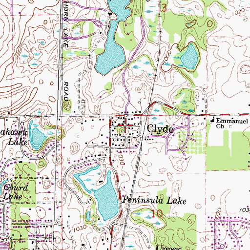 Topographic Map of Clyde Post Office (historical), MI
