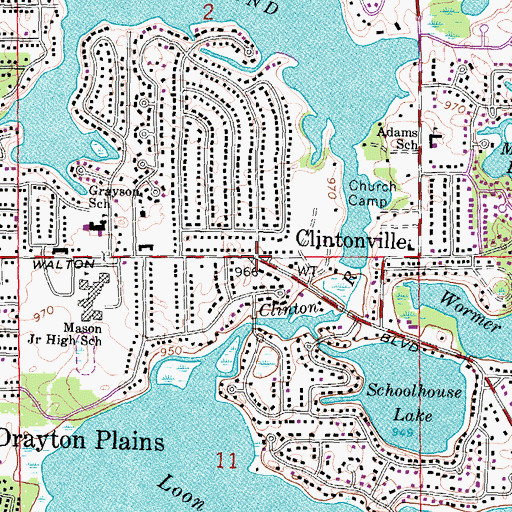 Topographic Map of Clintonville Post Office (historical), MI