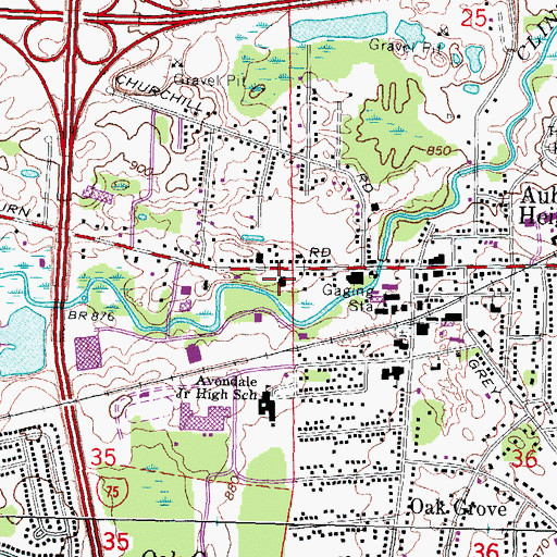 Topographic Map of Auburn Heights Post Office (historical), MI