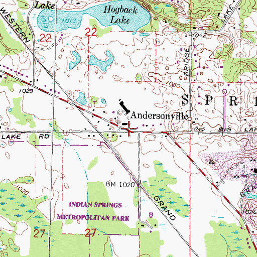 Topographic Map of Andersonville Post Office (historical), MI