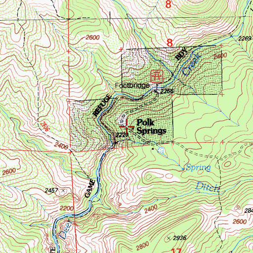 Topographic Map of Polk Springs, CA