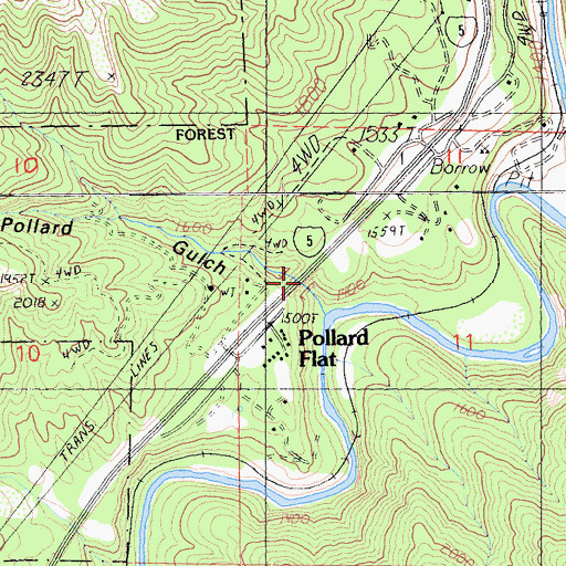 Topographic Map of Pollard Gulch, CA