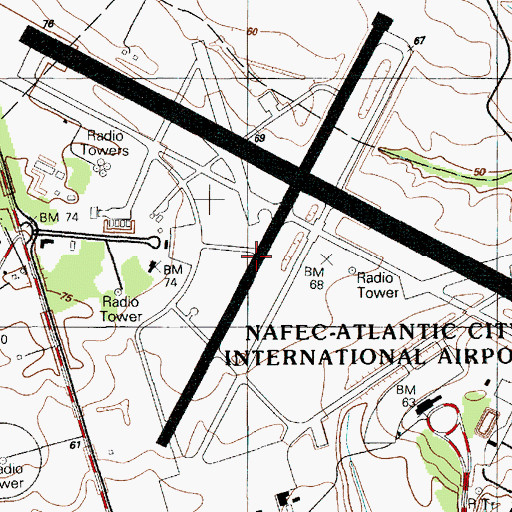 Topographic Map of Naval Air Station Atlantic City (historical), NJ
