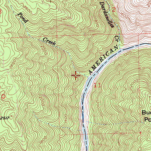 Topographic Map of Pond Creek, CA