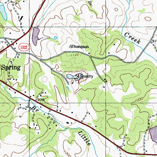 Topographic Map of Mill Spring Quarry, NC