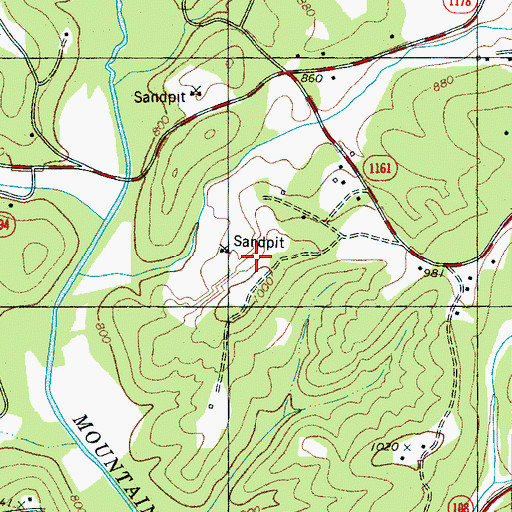 Topographic Map of Miller Creek Quarry, NC