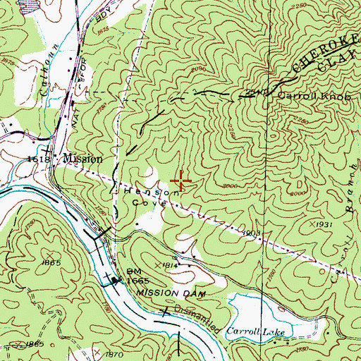 Topographic Map of Mission Quarry, NC