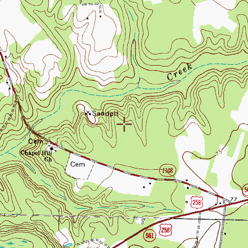 Topographic Map of Moratoc Mine, NC