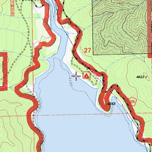 Topographic Map of Ponderosa Flat Campground, CA