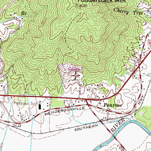 Topographic Map of Penrose Quarry, NC