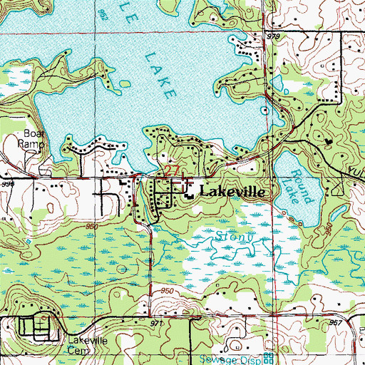 Topographic Map of Lakeville Post Office, MI
