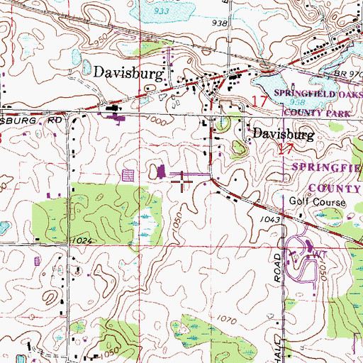 Topographic Map of Davisburg Post Office, MI