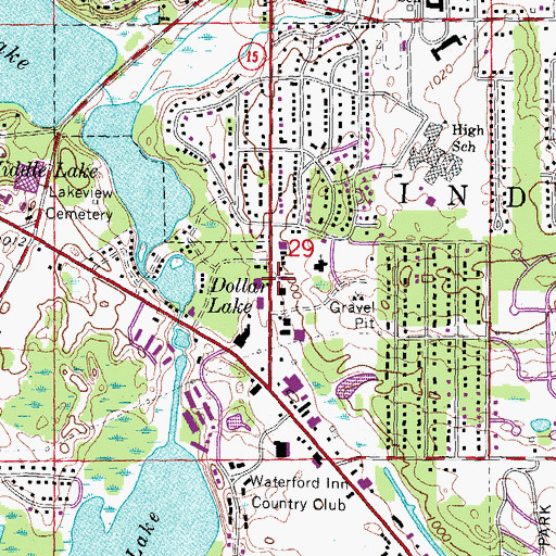 Topographic Map of Clarkston Post Office, MI