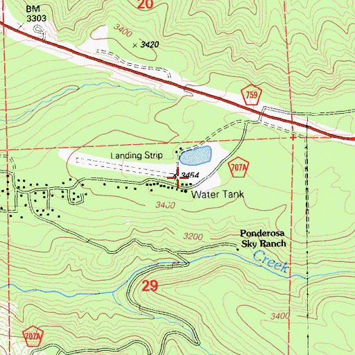 Topographic Map of Ponderosa Sky Ranch, CA