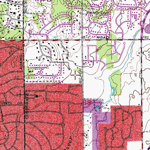 Topographic Map of Beach Road Park, MI