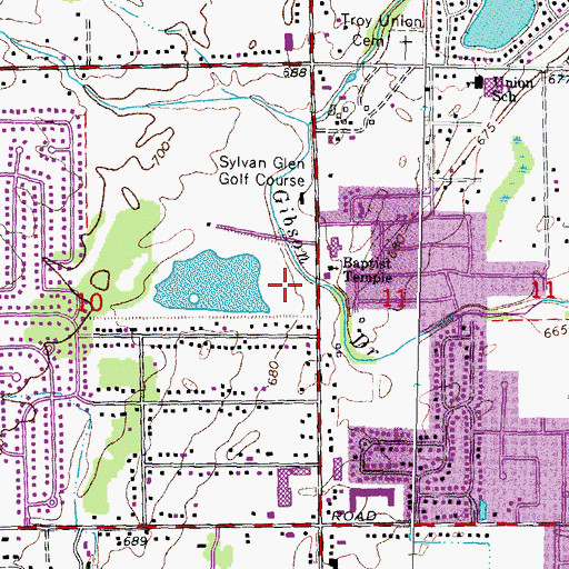 Topographic Map of Sylvan Glen Lake Park, MI