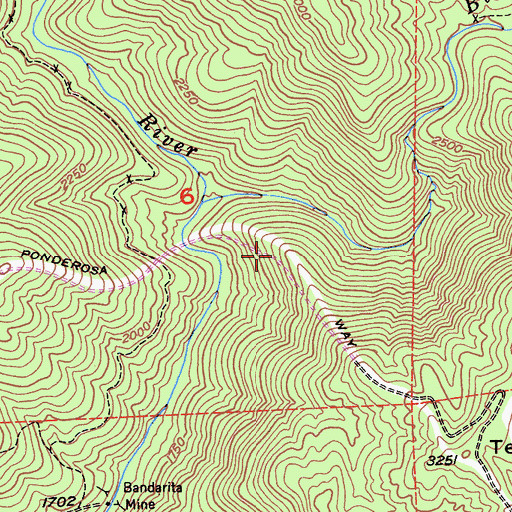 Topographic Map of Ponderosa Way, CA