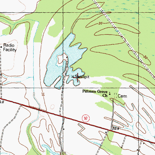 Topographic Map of Rocky Mount Pit, NC