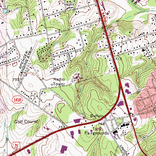 Topographic Map of Royal Pearl Quarry, NC