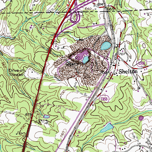 Topographic Map of Shelton Quarry, NC