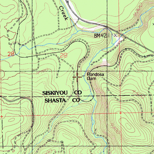 Topographic Map of Pondosa Dam, CA
