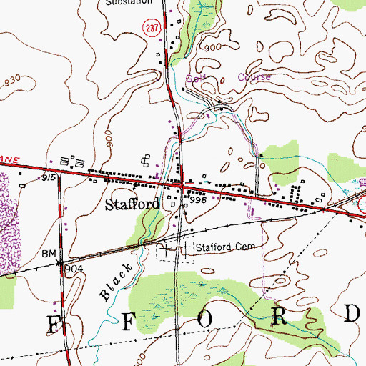 Topographic Map of Stafford Village Four Corners Historic District, NY