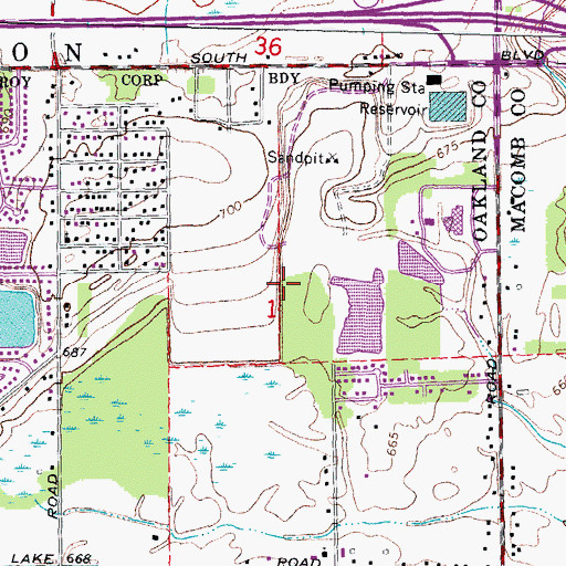 Topographic Map of Sanctuary Lake Golf Course, MI