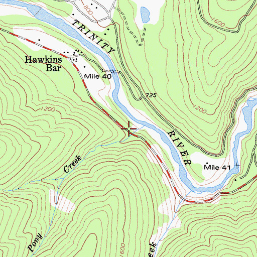 Topographic Map of Pony Creek, CA